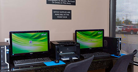 Our business center provides photocopying, fax & printer services & more.